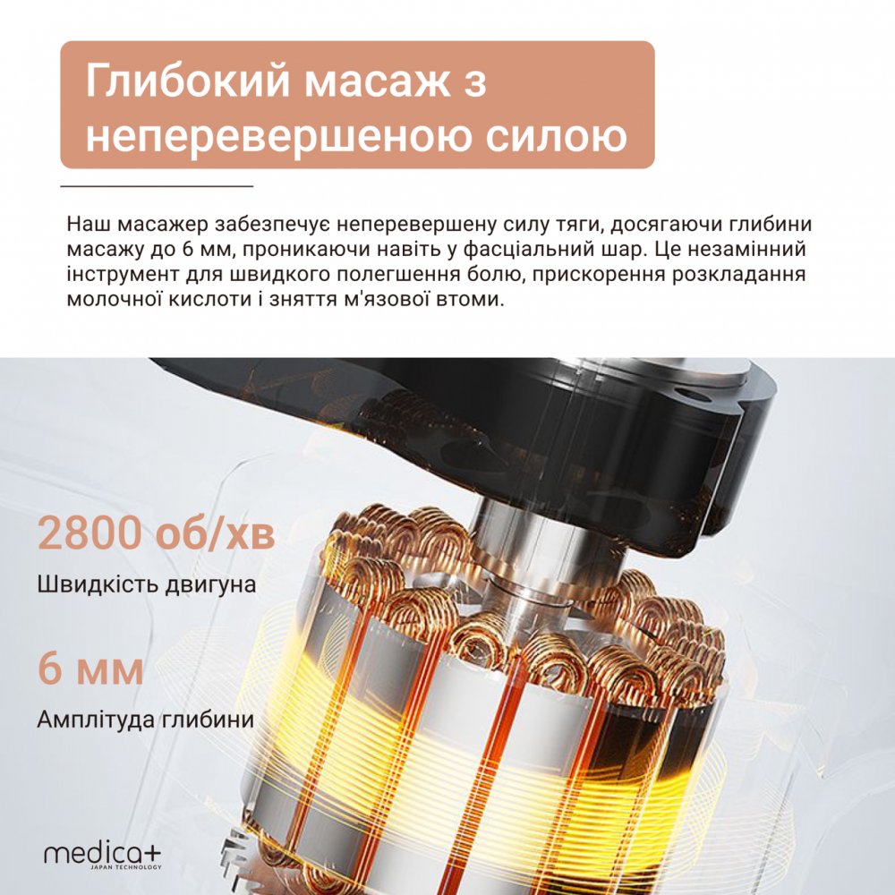 Перкуссионный ручной массажер для тела и мышц Medica+ MassHand Pro 4.0 Black