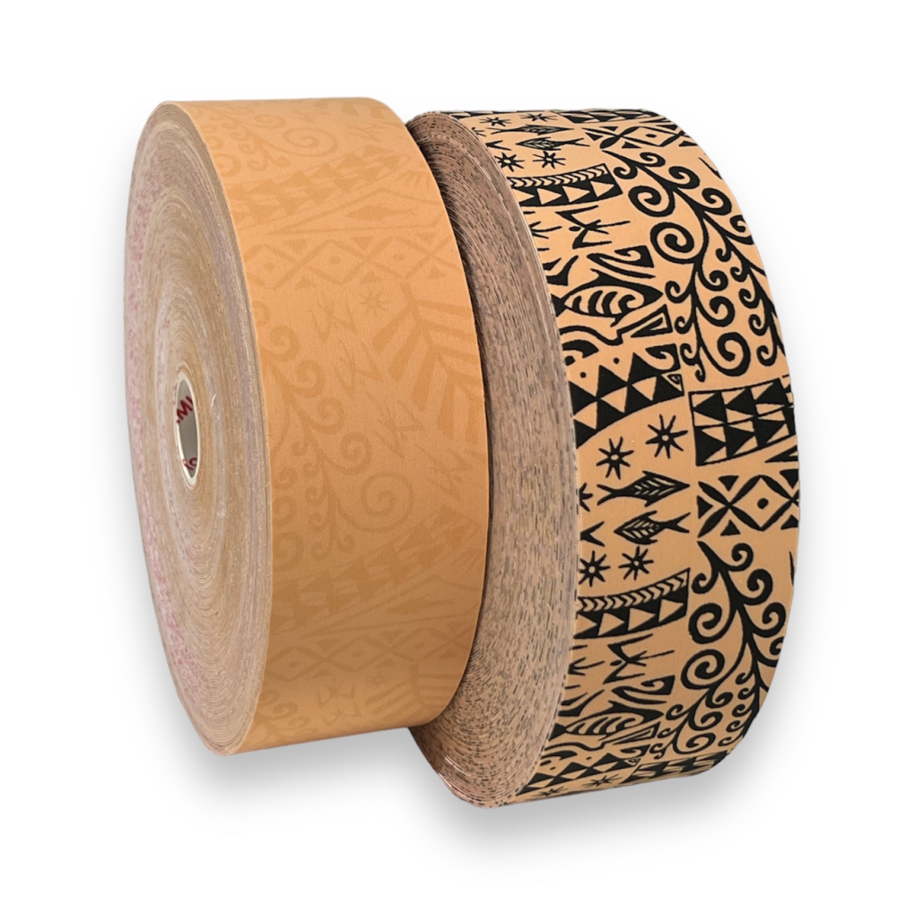 Биомеханический тейп Dynamic Tape 5 см х 31 м (бежевый с черным тату)