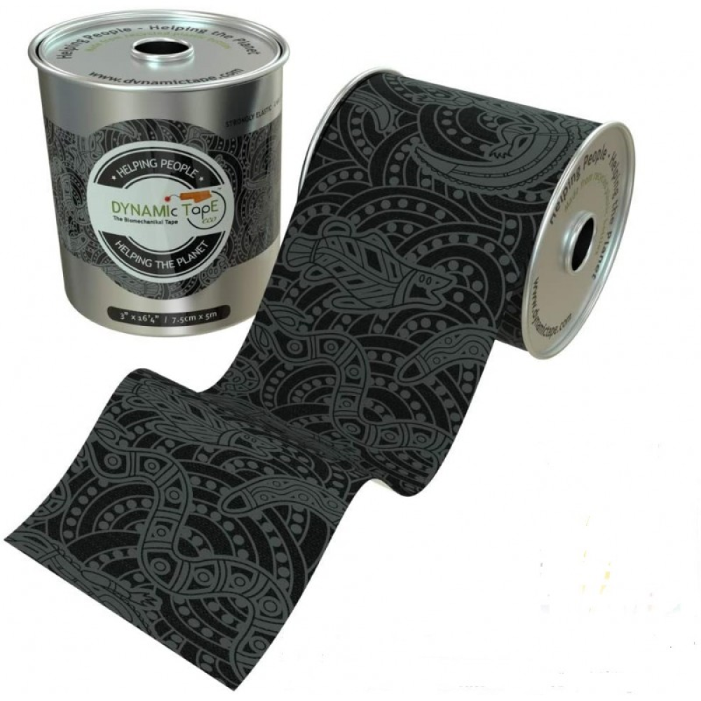 Біомеханічний тейп Dynamic Tape 7,5 см х 5 м Eco (чорний із сірим тату)