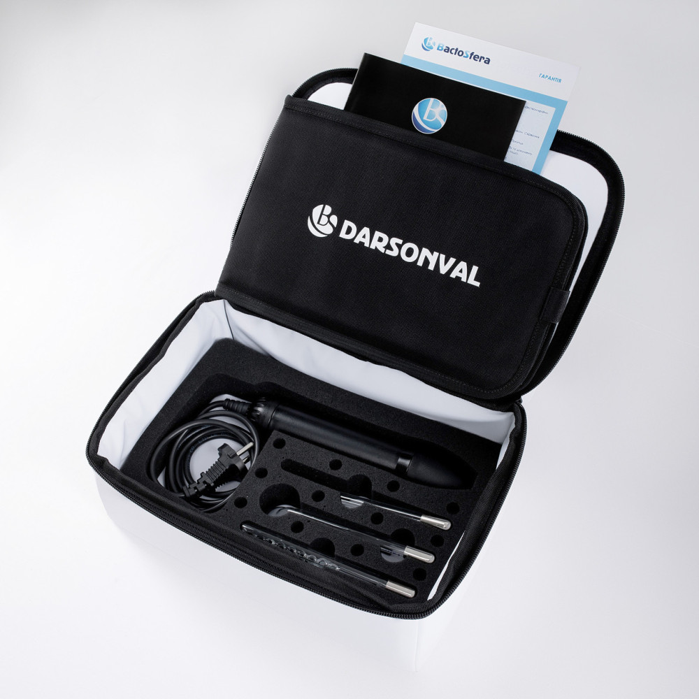 Аппарат для дарсонвализации с сумкой и набором электродов (17 шт) BactoSfera Darsonval Black