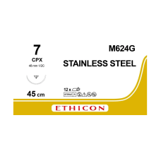 Хирургическая проволока Ethicon (Surgical Steel) 7, 4шт по 45 см, обр-реж. игла 48 мм, M624G