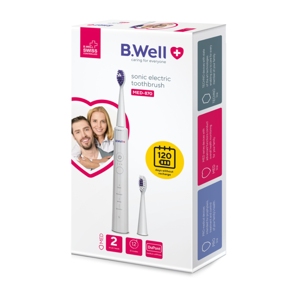 Электрическая звуковая зубная щетка B.Well MED-870