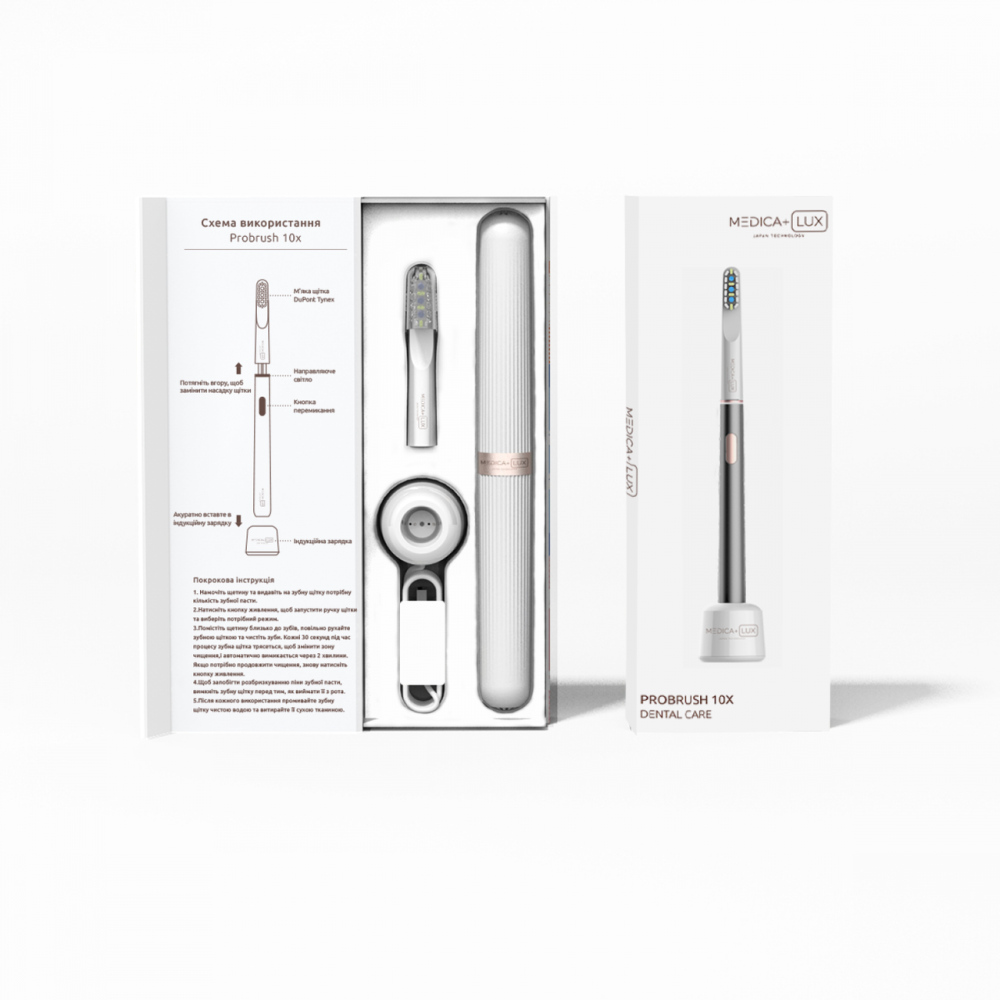 Отбеливающая звуковая зубная щетка Medica+ LUX 10Х Portable Grey