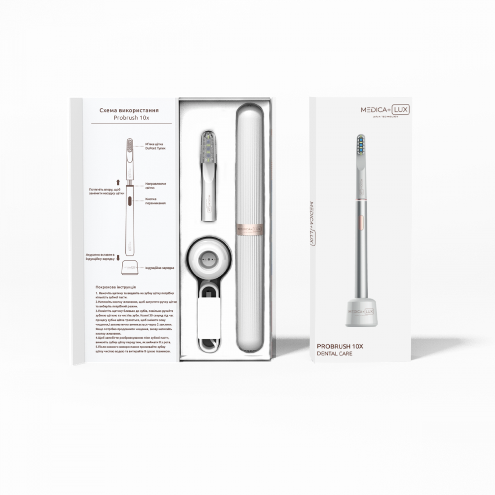 Отбеливающая звуковая зубная щетка Medica+ LUX 10Х Portable Silver