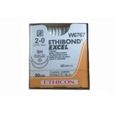 Хірургічна нитка Ethicon Етибонд Ексель (Ethibond Excel) 2/0, довжина 90 см, 2 кол. голки 26 мм, W6767
