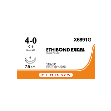 Хірургічна нитка Ethicon Етибонд Ексель (Ethibond Excel) 4/0, довжина 75 см, 2 кол. голка 13 мм, X6891G (W6891)