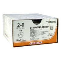 Хирургическая нить Ethicon Этибонд Эксель (Ethibond Excel) 2/0, 10шт. по 75 см, 2 кол-реж. иглы 17 мм W10B52