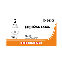 Хірургічна нитка Ethicon Етибонд Ексель (Ethibond Excel) 2, довжина 75 см 4 шт., кол-ріж. голка 45 мм, X4843G
