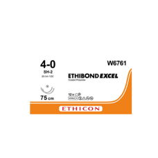 Хірургічна нитка Ethicon Етибонд Ексель (Ethibond Excel) 4/0, довжина 75 см, 2 кол. голки 20 мм, W6761