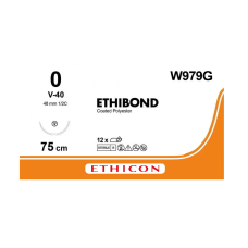 Хірургічна нитка Ethicon Етибонд Ексель (Ethibond Excel) 0, довжина 75 см, кол-ріж. голка 48 мм, W979G