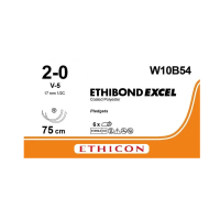 Хирургическая нить Ethicon Этибонд Эксель (Ethibond Excel) 2/0, PTFE 10 шт по 75 см, 2 кол-реж. иглы 17 мм W10