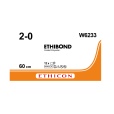 Хірургічна нитка Ethicon Етибонд Ексель (Ethibond Excel) 2/0, 13 шт. по 60 см, без голки, W6233
