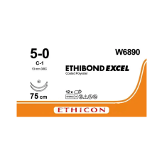 Хірургічна нитка Ethicon Етибонд Ексель (Ethibond Excel) 5/0, довжина 75 см, 2 кол. голки 13 мм W6890