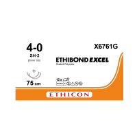 Хірургічна нитка Ethicon Етибонд Ексель (Ethibond Excel) 4/0, довжина 75 см, 2 кол. голки 20 мм, X6761G