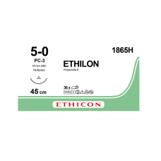 Хірургічна нитка Ethicon Етилон (Ethilon) 5/0, довжина 45 см, ріж. голка 16 мм, 1865H (W1616T)