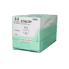 Хірургічна нитка Ethicon Етилон (Ethilon) 6/0, довжина 45 см, ріж. голка 16 мм 1866G (W1615T)