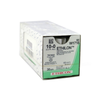 Хирургическая нить Ethicon Этилон (Ethilon) 10/0, длина 30 см, 2 шт. шпат. игла 6,5 мм, W1718