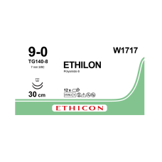 Хірургічна нитка Ethicon Етилон (Ethilon) 10/0, довжина 30 см, 2 шт. шпат. голка 6,5 мм, W1770
