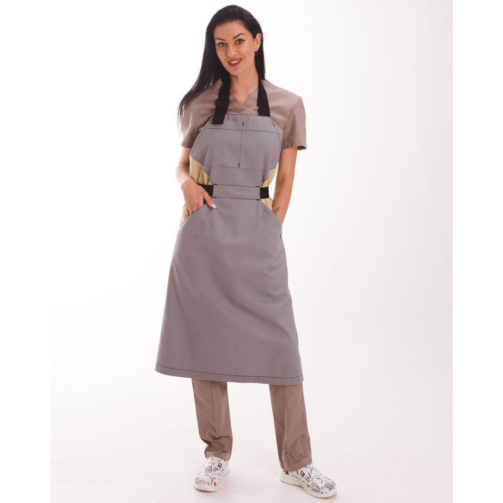 Профессиональный водоотталкивающий фартук Сицилия серо-бежевый