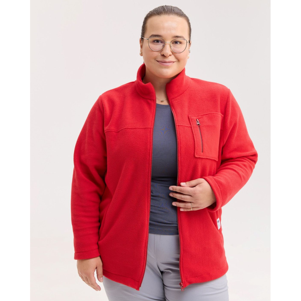 Медицинская кофта женская флисовая Финляндия красная +SIZE