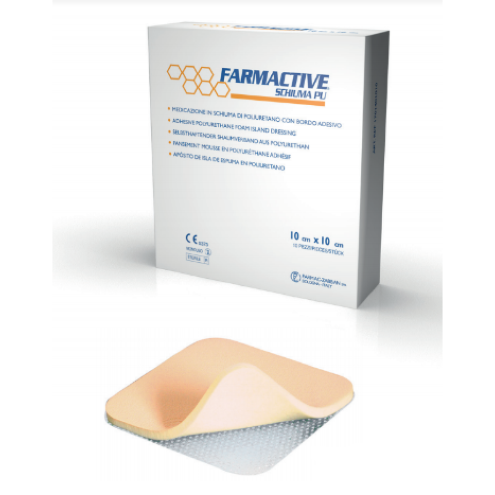 Поліуретанова губчаста пов'язка Farmactive Schiuma PU 7,5x7,5см