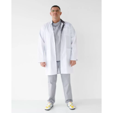 Халат медичний чоловічий Амстердам білий-сірий +SIZE