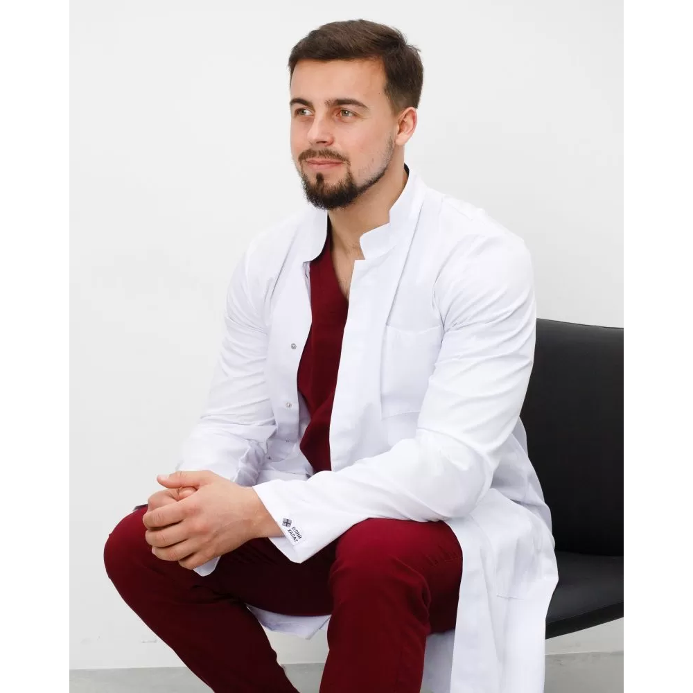Халат медицинский мужской Амстердам белый-серый