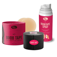 Набір кінезіо тейп для тейпування грудей (+ Накладки, Спрей) CureTape BoobTape No.1 (Чорний)