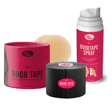 Набор кинезио тейп для тейпирования груди (+ Накладки, Спрей) CureTape BoobTape No.1 (Черный)