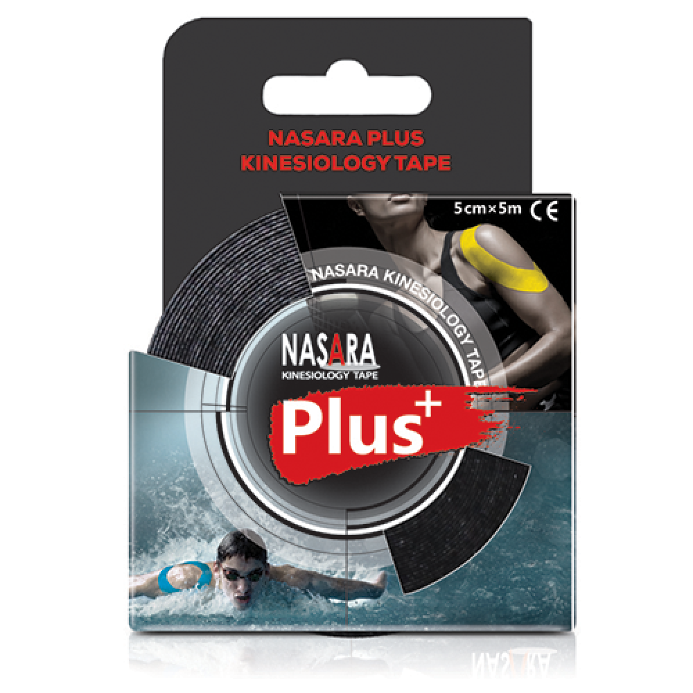 Кинезио тейп Nasara Plus 5см x 5м (Черный)