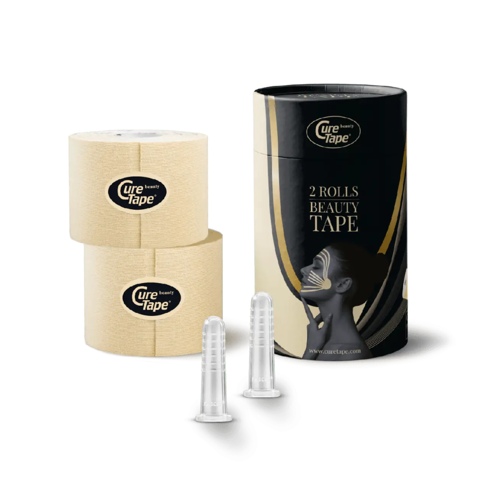 Набор кинезио тейп для эстетической тейпирования (+ 2 банки) CureTape Beauty 5 см x 5 м (Бежевый)