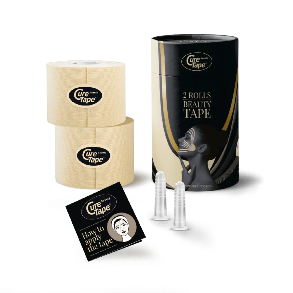 Набор кинезио тейп для эстетической тейпирования (+ 2 банки) CureTape Beauty 5 см x 5 м (Бежевый)