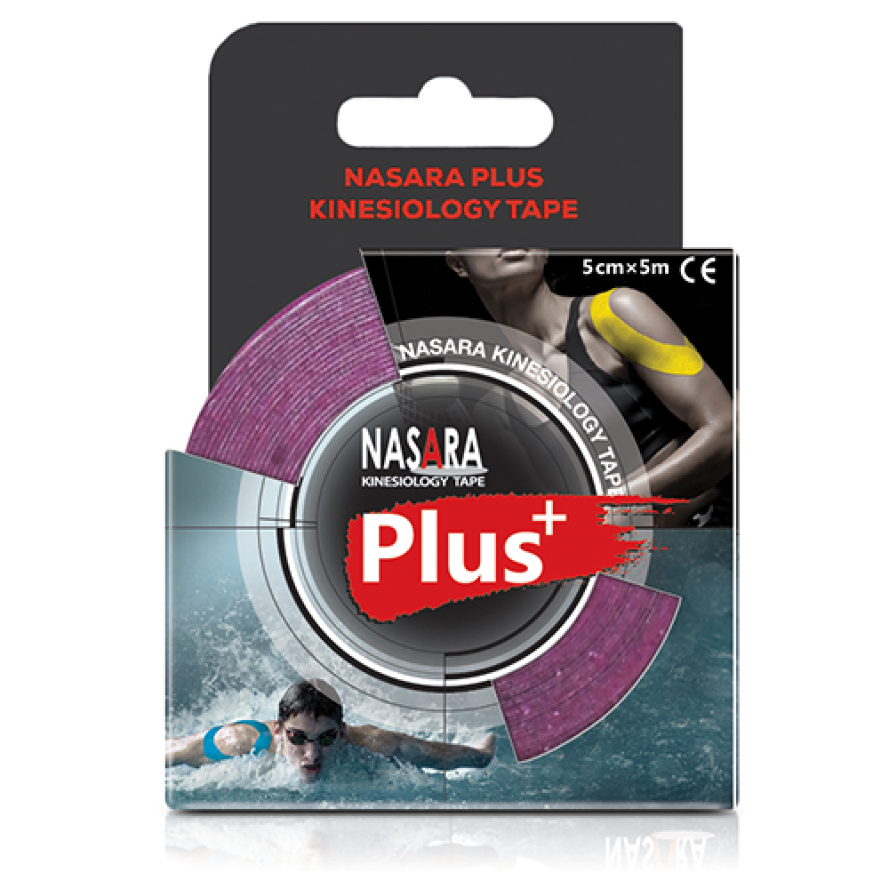 Кінезіотейп Nasara Plus 5 см x 5 м (Фіолетовий)