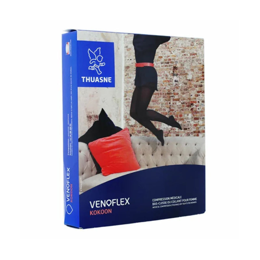 Панчохи компресійні, 3 клас із відкритим носком, чорні Thuasne Venoflex Kokoon 5235