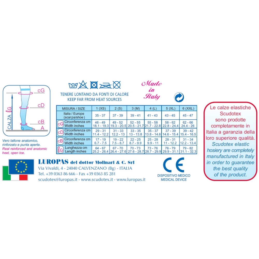 Компресійні панчохи К1 Мікрофібра без миска, клас мм Hg 18-21 Scudotex 431