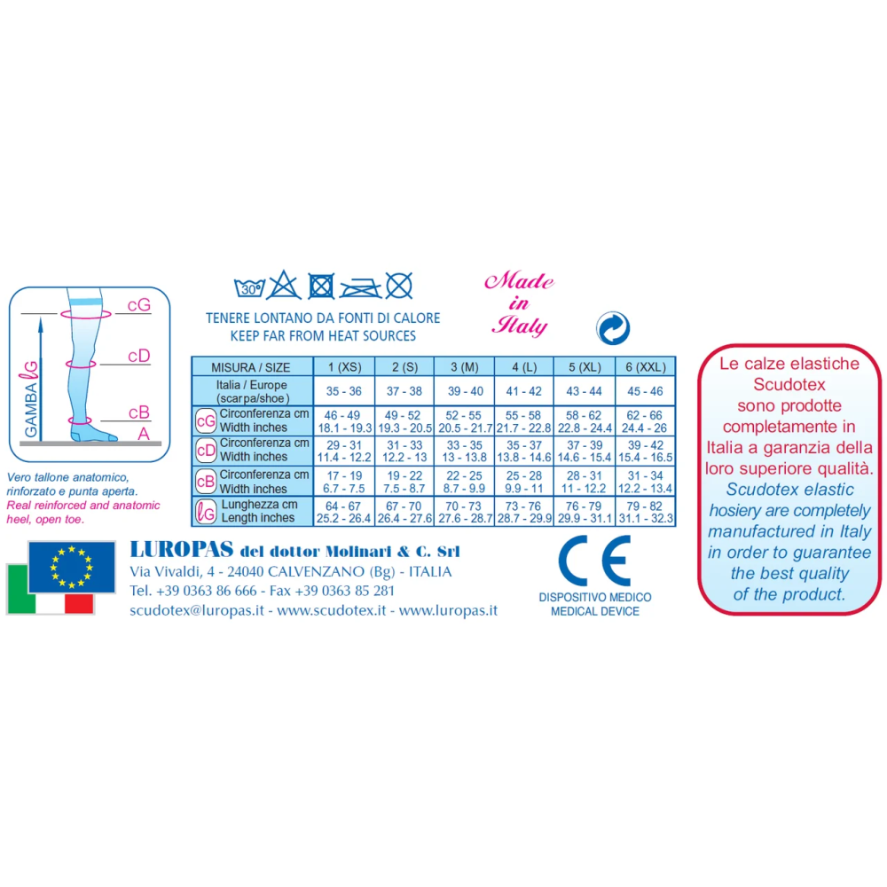 Компресійні панчохи К1 Мікрофібра з миском, клас мм Hg 18-21 Scudotex 435