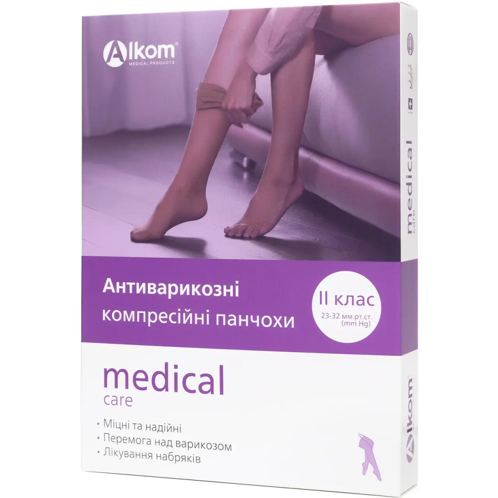 Чулки антиварикозные компрессионные, с закрытым мыском, II класс Алком 00212