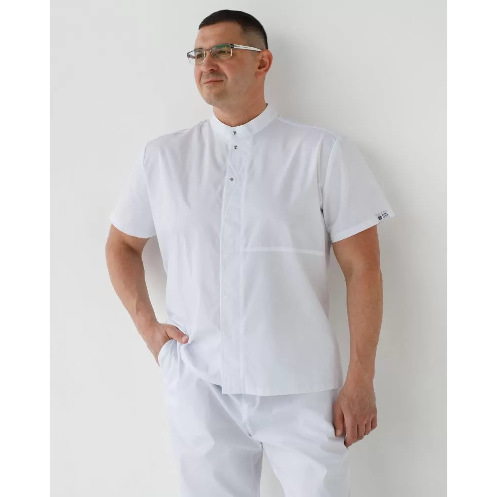 Медицинский костюм мужской Бостон белый +SIZE
