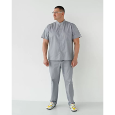 Медицинский костюм мужской Бостон серый +SIZE