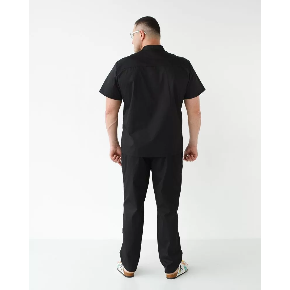 Медичний костюм чоловічий Бостон чорний +SIZE