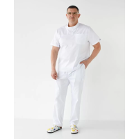 Медицинский костюм мужской Денвер белый +SIZE