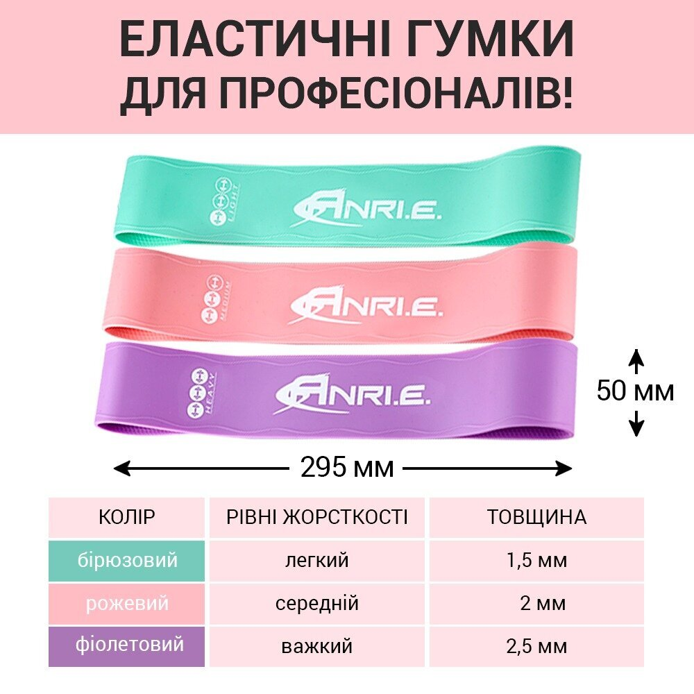 Гумки для Фітнесу Силіконові ANRI.E. (3 шт.)