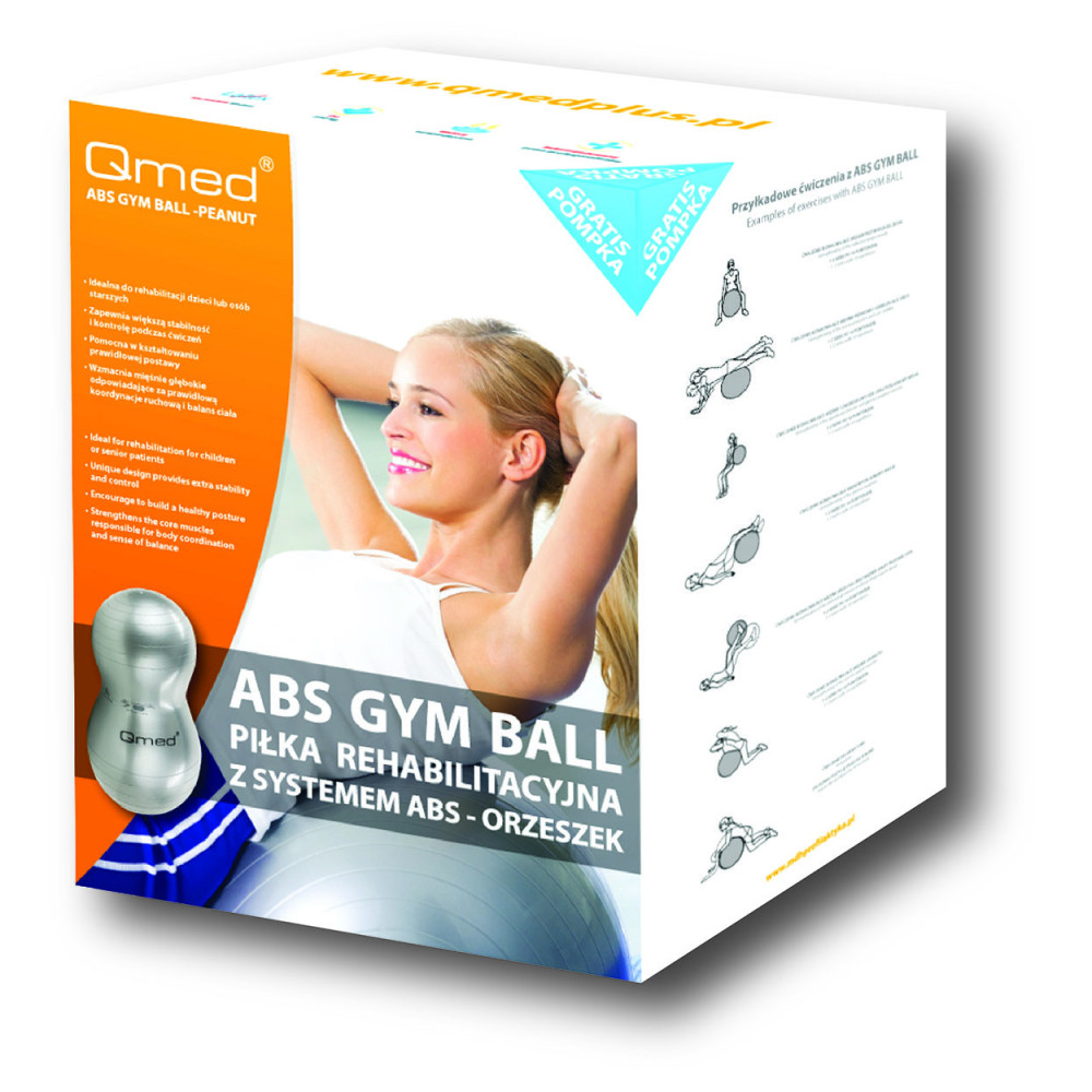 Фитбол арахис, гимнастический мяч для фитнеса и реабилитации Qmed ABS Gym Ball Peanut