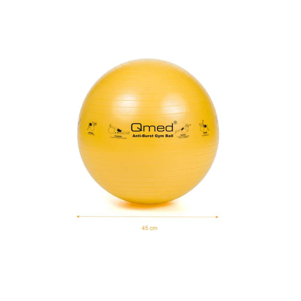 Фитбол, гимнастический мяч для фитнеса, желтый 45 см Qmed ABS Gym Ball