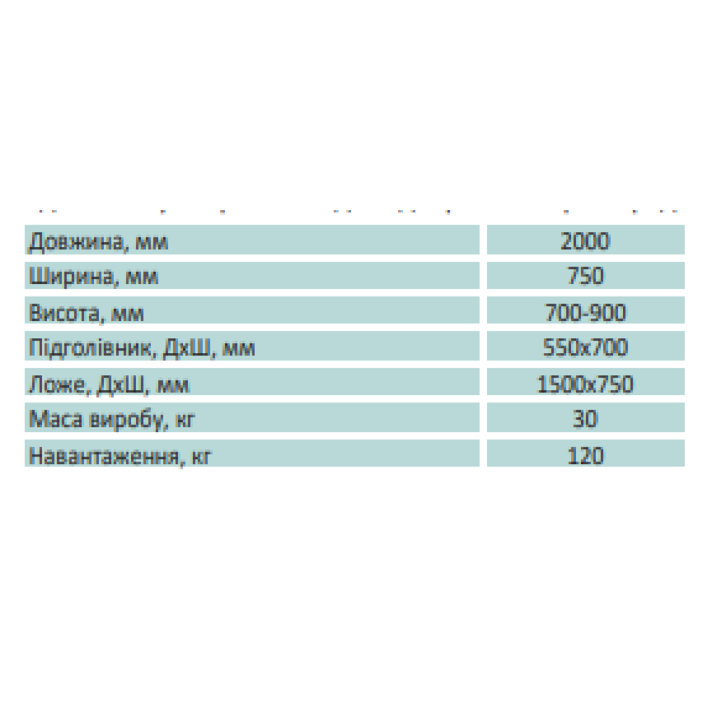 Кушетка масажна з регульованим підголовником та тримачем простирадла Ортопед КМ-1