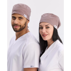 Медицинская классическая шапочка на завязках какао (Elite Stretch)