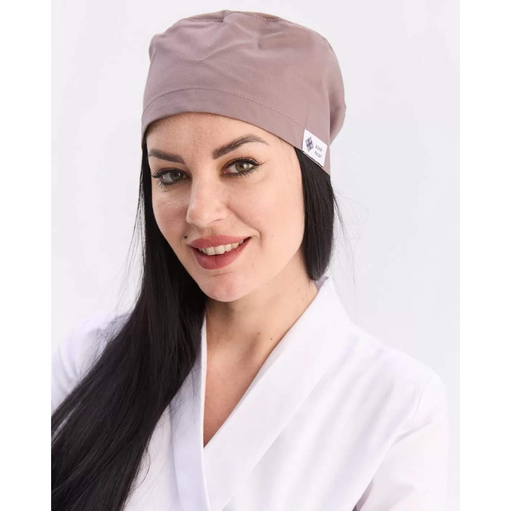 Медична класична шапочка на зав'язках какао (Elite Stretch)