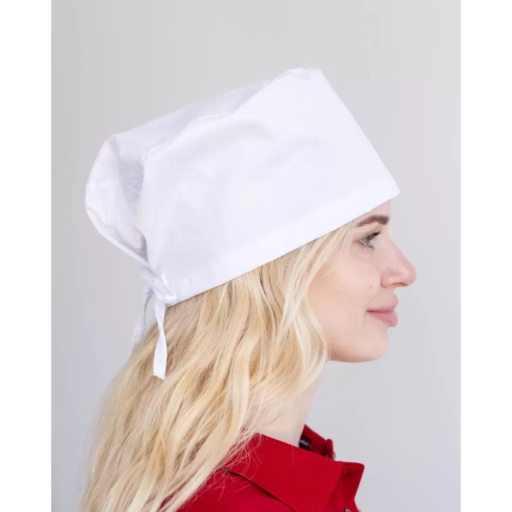 Медицинская классическая шапочка на завязках белая