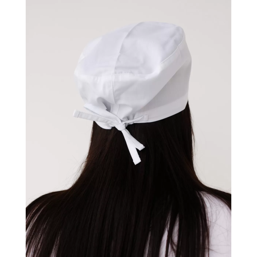 Медична класична шапочка на зав'язках біла (Cotton «Elegance»)