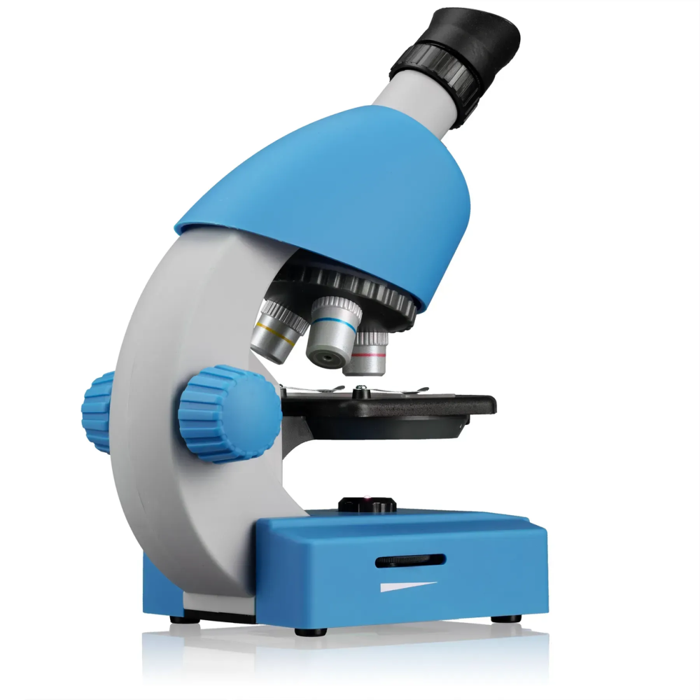 Микроскоп Bresser Junior 40x-640x Blue с набором для опытов и адаптером для смартфона (8851300WXH000)